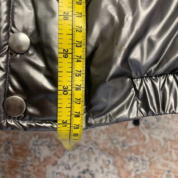 MACEOO + Gold Strike Mens Puffer Jacket Silver Metallic Shiny Spellout XL - Picture 11 of 14